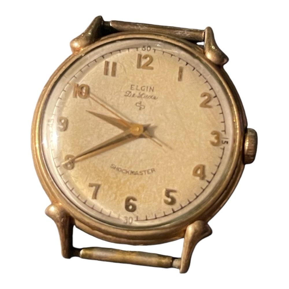 Elgin 1950’s Vintage De Luxe Shockmaster Automatic 10K GP Watch Face - Works!